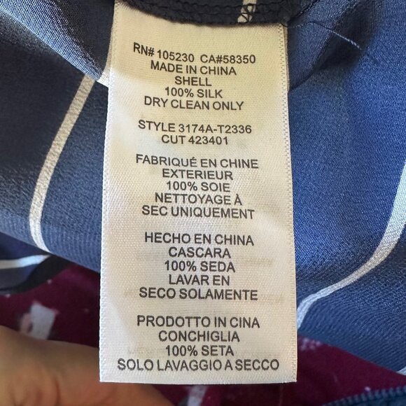 NWT - Joie - 100% Silk, Dark Navy and Porcelain Striped Tank Top - Size Small - Picture 6 of 6